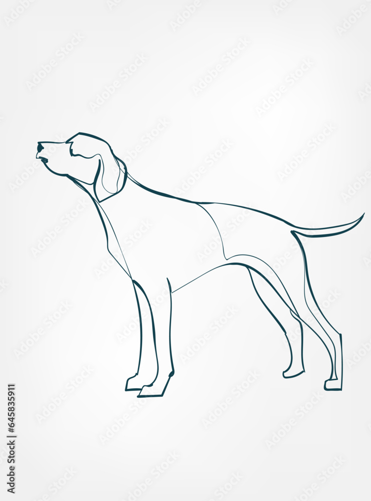 Pointer dog breed animal vector line art one line sketch outline