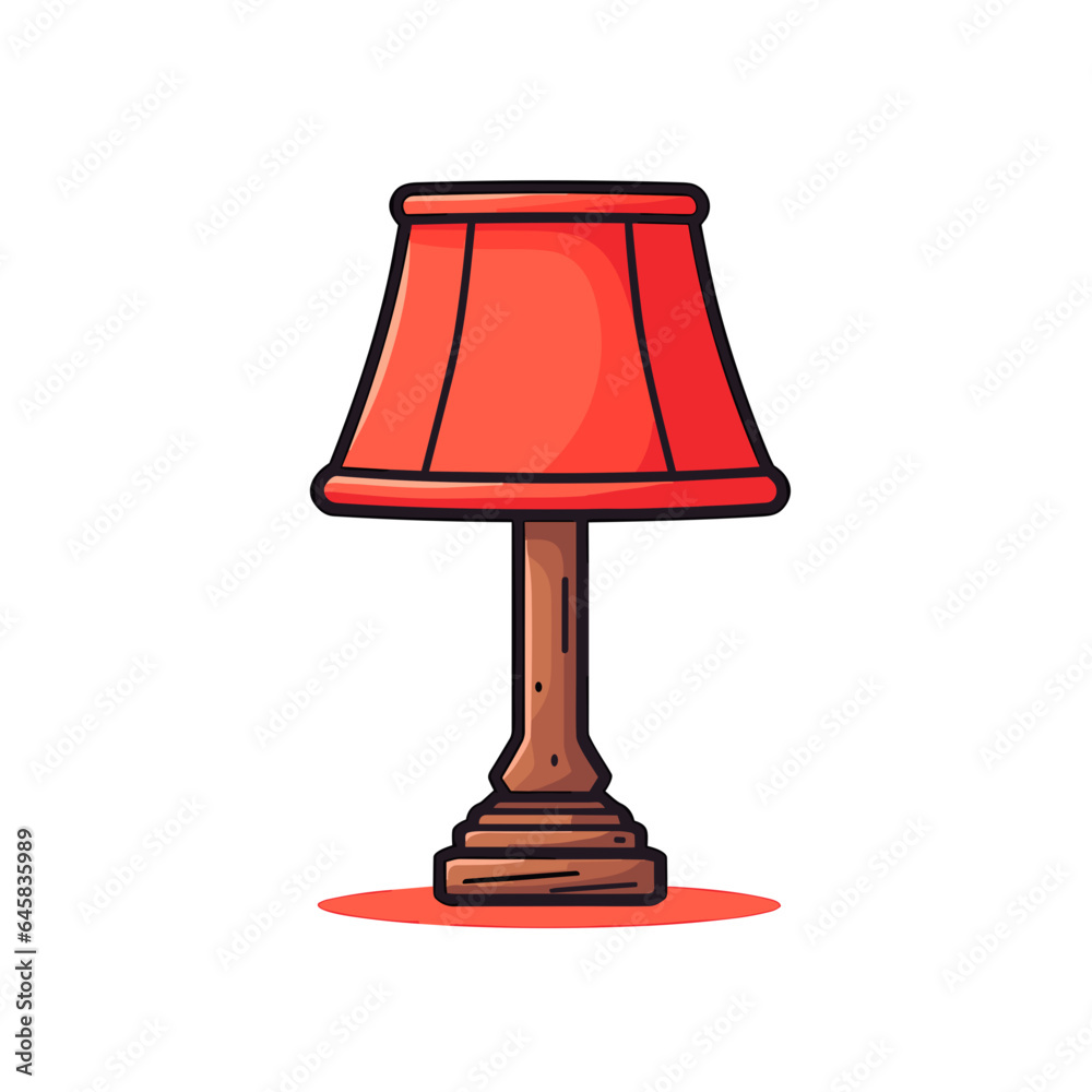Obraz premium Square lamp shade vector icon in minimalistic, black and red line work, japan web