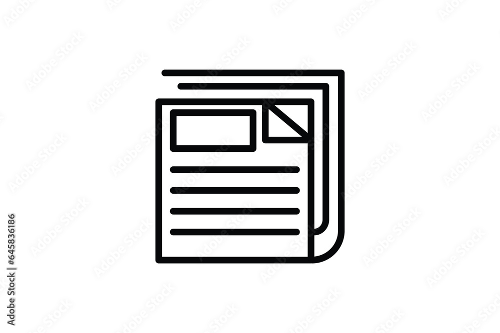 Newspaper Icon. Icon related to Communication. Suitable for web site design, app, user interfaces. Line icon style. Simple vector design editable Newspaper Icon. Icon related to Communication. Suitable for web site design, app, user interfaces. Line icon style. Simple vector design editable
