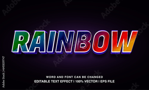 Rainbow editable text effect template, 3d bold glossy colorful futuristic typeface, premium vector 
