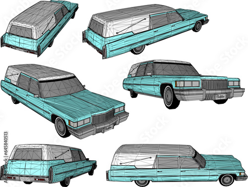 Vector sketch of classic old retro car design illustration for collection stash