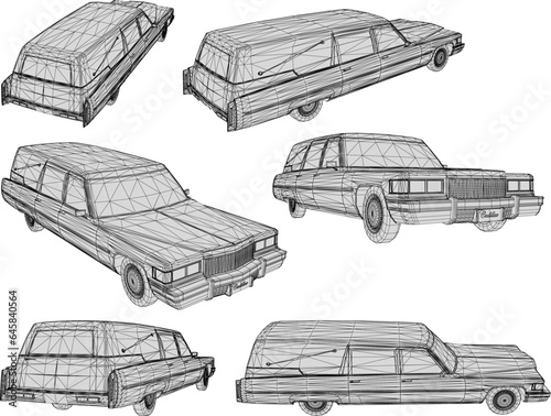Vector sketch of classic old retro car design illustration for collection stash