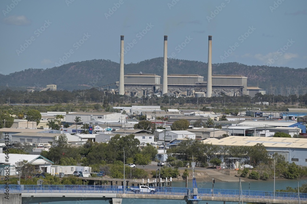 Aerial landscape view of Gladstone Power Station Queensland Australia