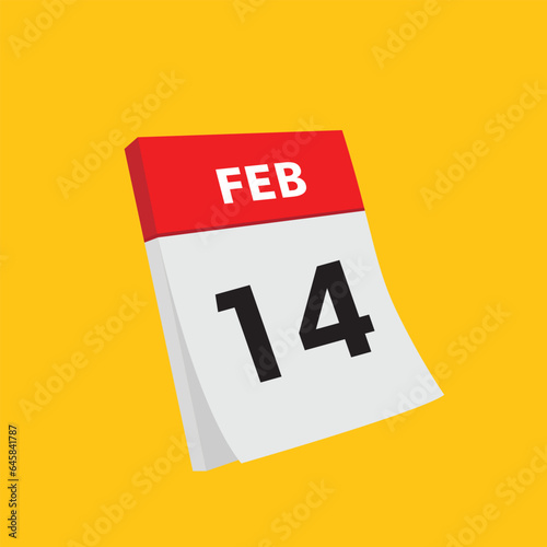 14 february icon with white background, calender icon