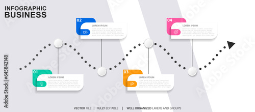 Timeline infographic design with options or steps. Infographics for business concept. Can be used for presentations workflow layout, banner, process, diagram, flow chart, info graph, annual report.
