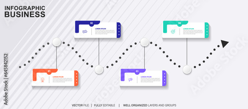 Timeline infographic design with options or steps. Infographics for business concept. Can be used for presentations workflow layout, banner, process, diagram, flow chart, info graph, annual report. 