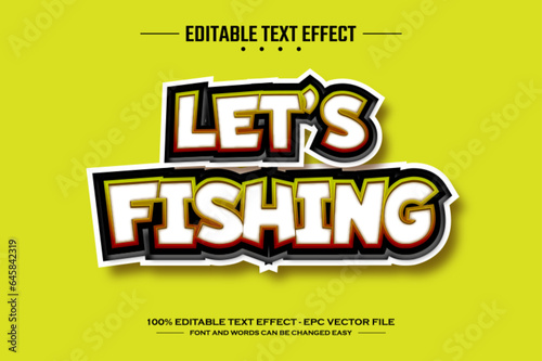Let's fishing 3D editable text effect template