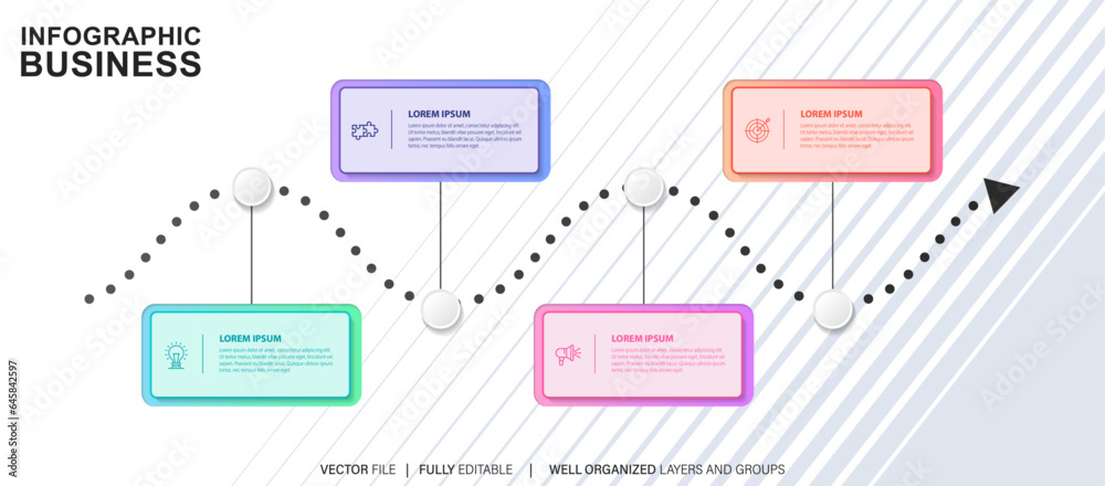 Business infographic template design icons 4 options or steps
