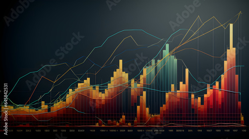 Stock market chart making a bull run with ups and downs, broker, stockmarket, stocks, chart