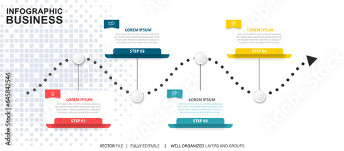 Business infographic template design icons 4 options or steps
