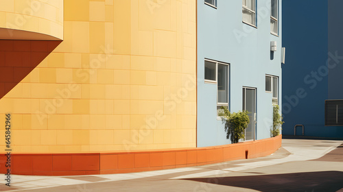 Building wall of modern day architecture, patterns ,modern, new, design, house, housewall, street, urban, stairs, orange, red, windows,city photo