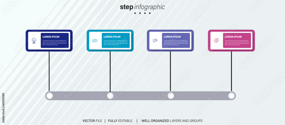 Business infographic element with 4 options, steps, number vector template design
Business infographic element with 4 options, steps, number vector template design