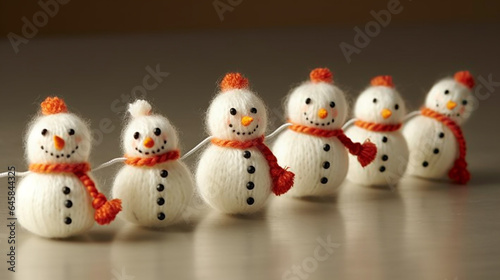 Christmas decoration - a garland of snowmen. Adorable snowman family.