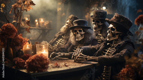 skeleton, halloween, santa muerte, skull, cemetery, witch, witch woman, terror, graves © Harold