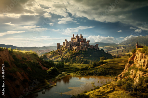 medieval castle, sunny landscape