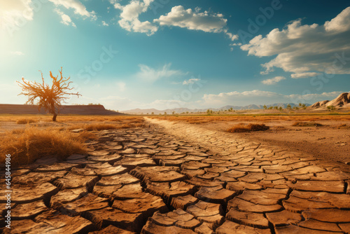Foto Desertification in arid regions, portraying the expansion of deserts due to climate shifts