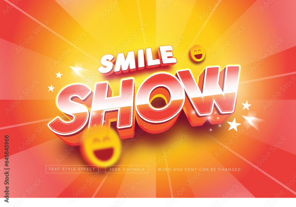 Vector Smile show text style effect editable