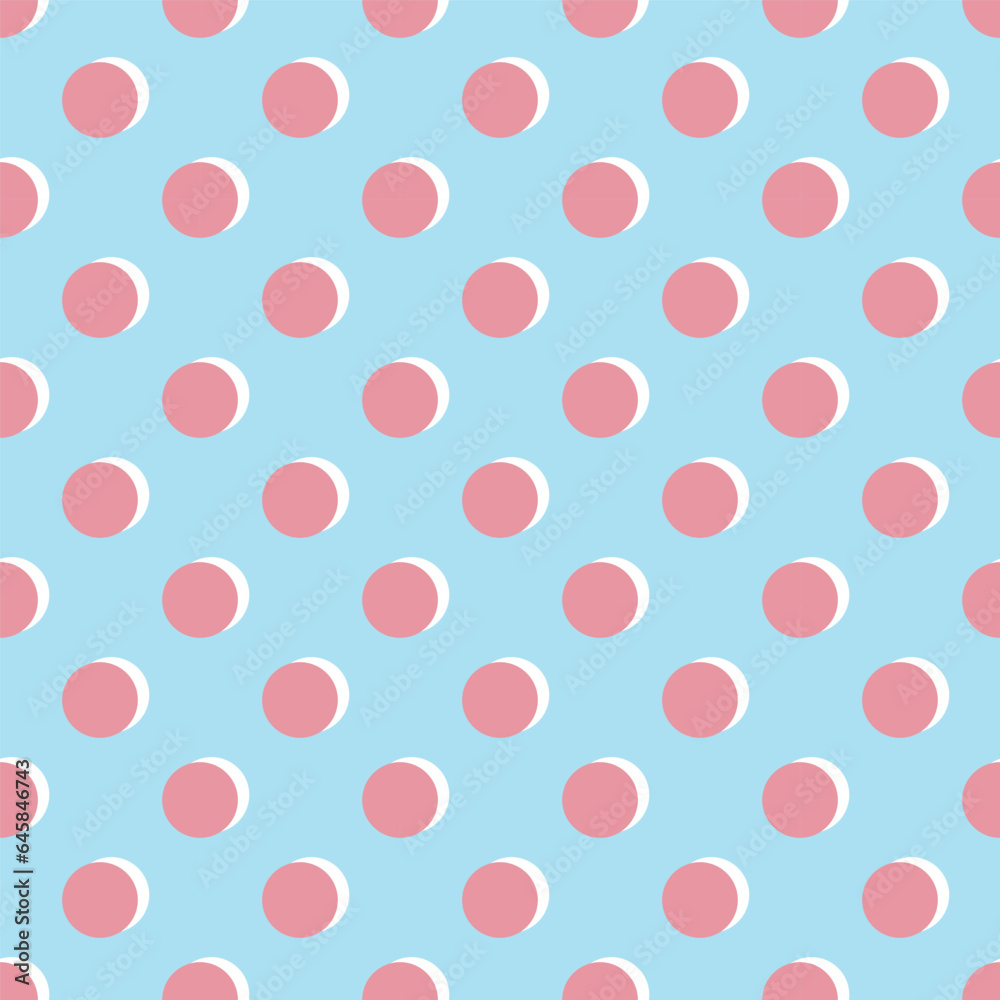 Modern and trendy retro red circles with white shadows on blue background design element pattern Modern and trendy retro red circles with white shadows on blue background design element pattern