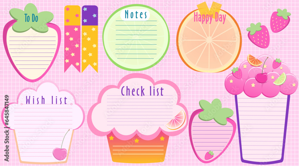 Planner stickers. Signs, symbols, objects and templates for planners, invitations, notebooks, diaries and cards. Personal memo, paper blank list, document , cardboard Planner stickers. Signs, symbols, objects and templates for planners, invitations, notebooks, diaries and cards. Personal memo, paper blank list, document , cardboard
