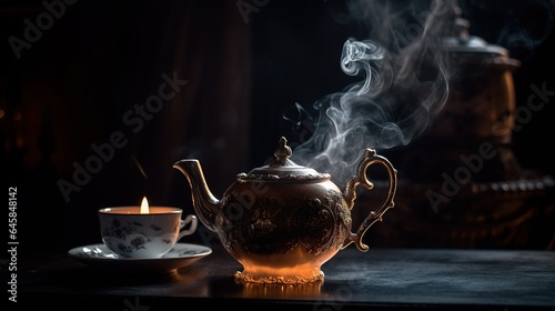 teapot and cup of tea