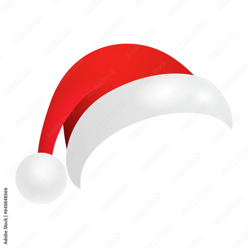 Vector santa hat with pompom on white background Vector santa hat with pompom on white background
