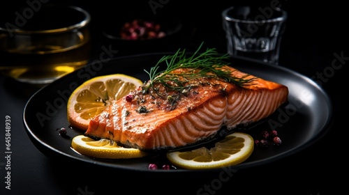 A photograph of food in front of dark background