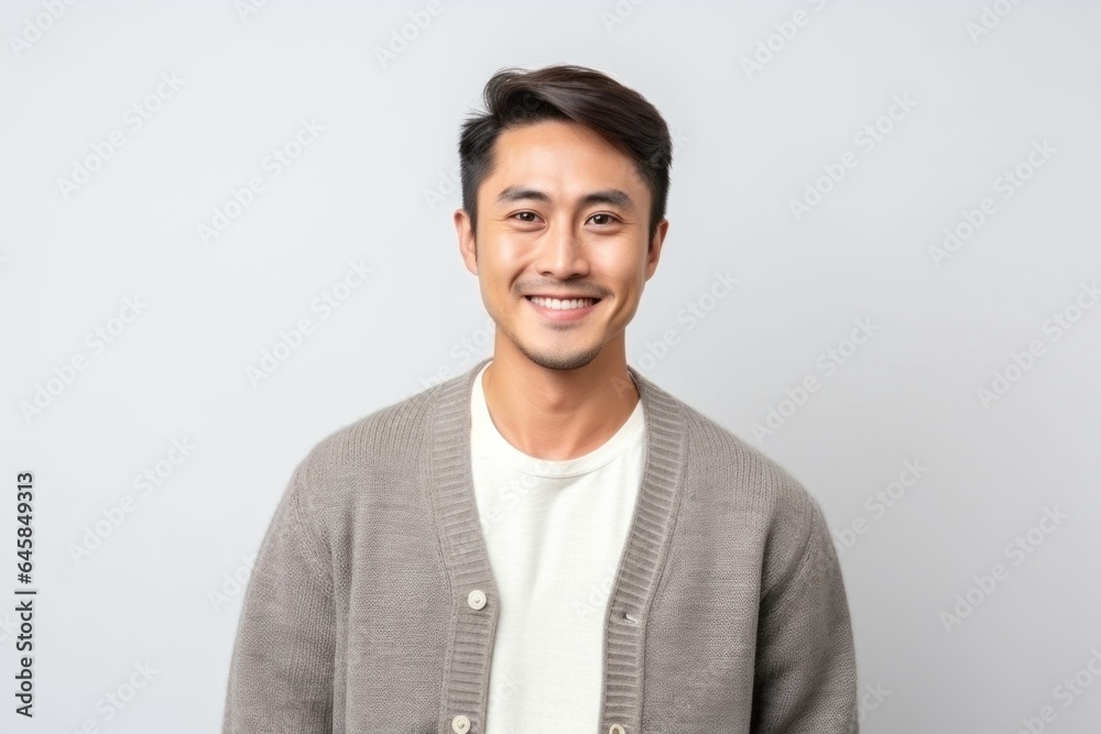 Medium shot portrait photography of a Vietnamese man in his 30s against a white background Medium shot portrait photography of a Vietnamese man in his 30s against a white background