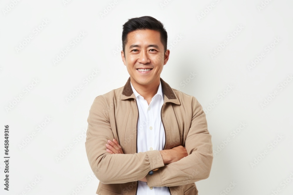 Portrait photography of a Vietnamese man in his 30s against a white background Portrait photography of a Vietnamese man in his 30s against a white background