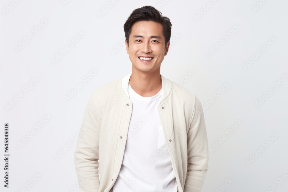 Portrait photography of a Vietnamese man in his 30s against a white background Portrait photography of a Vietnamese man in his 30s against a white background