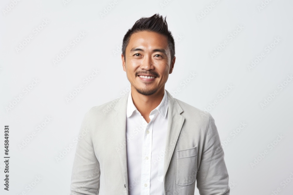 Portrait photography of a Vietnamese man in his 30s against a white background Portrait photography of a Vietnamese man in his 30s against a white background