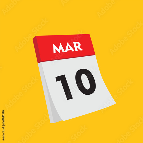 10 march icon with white background, calender icon