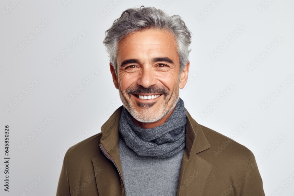Portrait photography of a Italian man in his 50s against a white background Portrait photography of a Italian man in his 50s against a white background