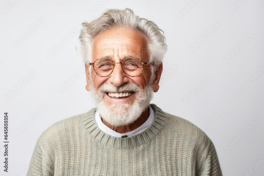 Medium shot portrait photography of a Italian man in his 80s against a white background Medium shot portrait photography of a Italian man in his 80s against a white background