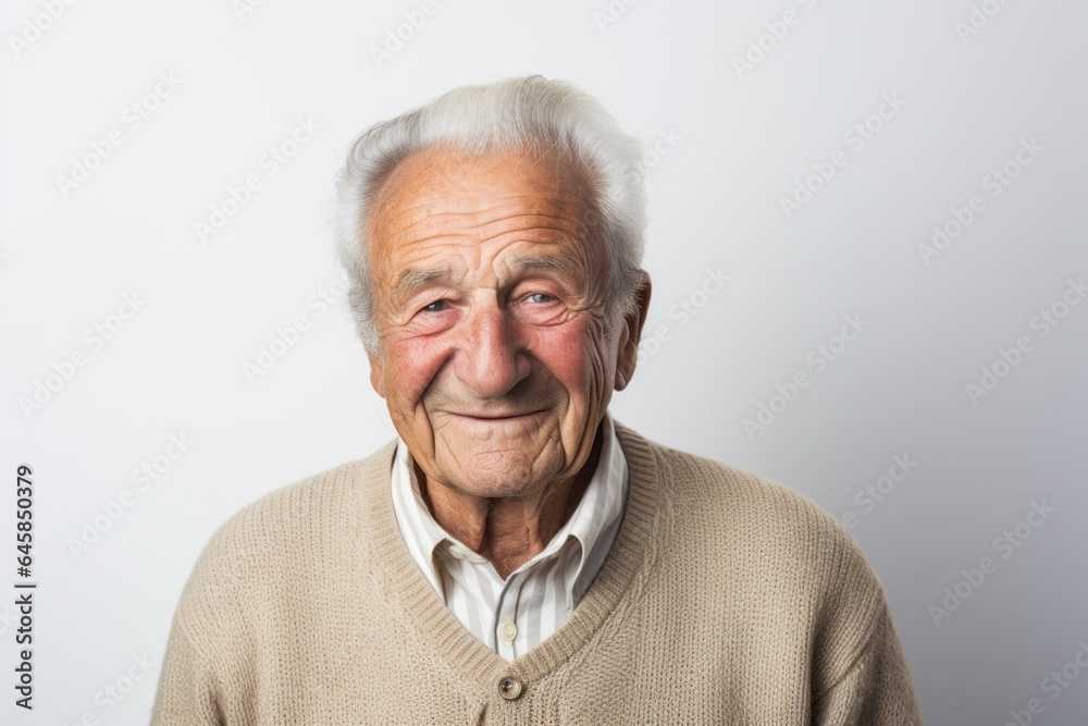 Portrait photography of a Italian man in his 90s against a white background Portrait photography of a Italian man in his 90s against a white background