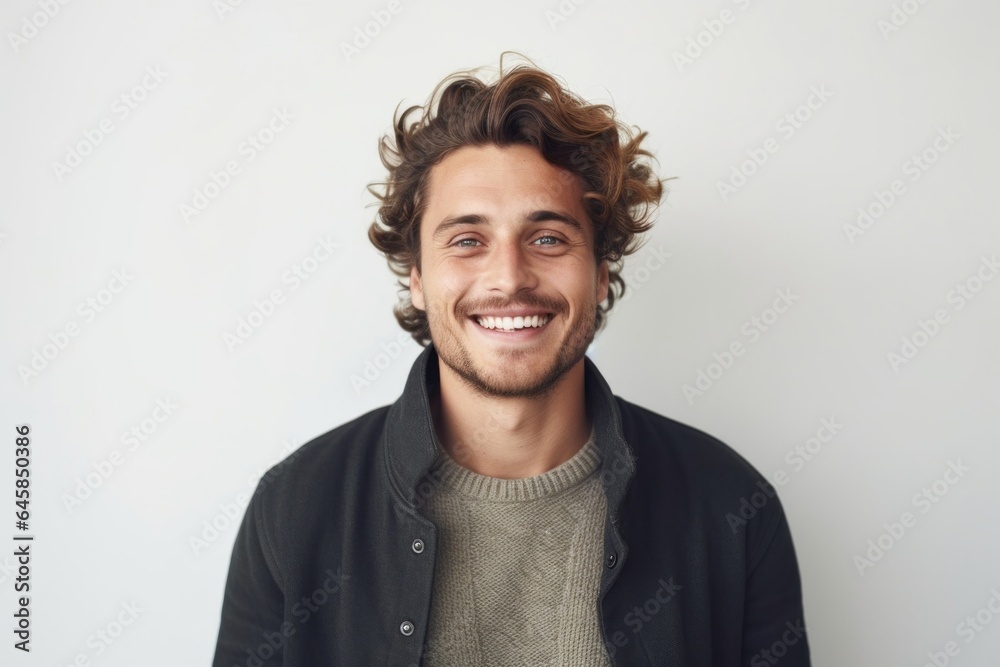 Medium shot portrait photography of a Swedish man in his 20s against a white background - obrazy, fototapety, plakaty 