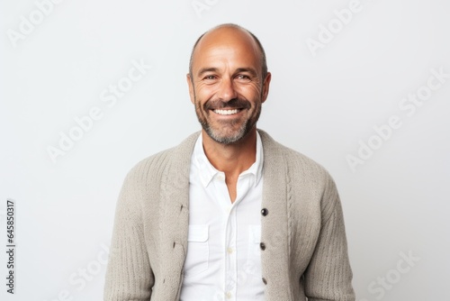 Portrait photography of a Italian man in his 40s against a white background