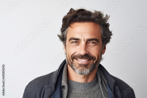 Portrait photography of a Italian man in his 40s against a white background © Anne Schaum