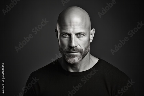 Medium shot portrait photography of a Swedish man in his 40s against a black background