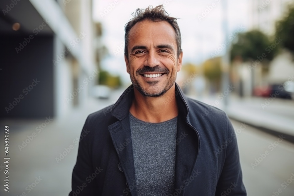 Fototapeta premium Medium shot portrait photography of a Colombian man in his 40s against a minimalist or empty room background