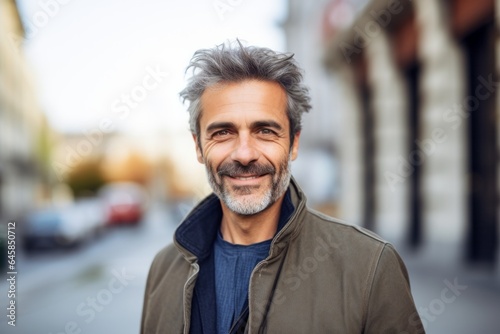 Lifestyle portrait photography of a French man in his 40s against a minimalist or empty room background