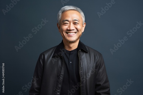 Group portrait photography of a Vietnamese man in his 50s against an abstract background