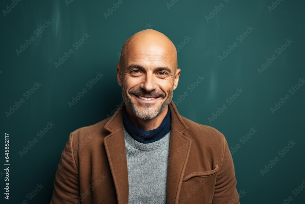 Medium shot portrait photography of a Italian man in his 40s against an abstract background
