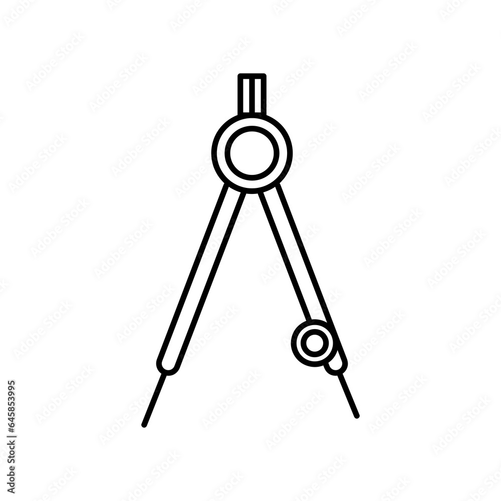 Compass drawing tool line icon, Divider caliper symbol, logo flat illustration on white background..eps Compass drawing tool line icon, Divider caliper symbol, logo flat illustration on white background..eps