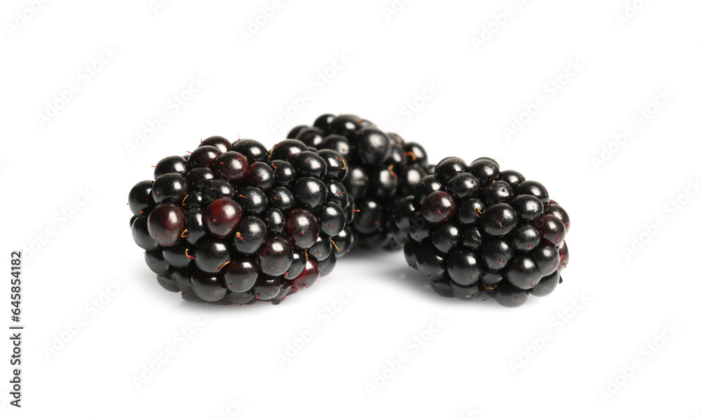 Tasty fresh ripe blackberries isolated on white Tasty fresh ripe blackberries isolated on white