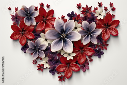 red frangipani flowers heart from