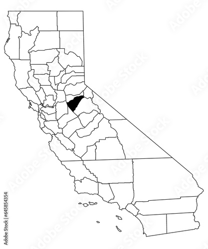 Map of calaveras County in California state on white background. single County map highlighted by black colour on California map. UNITED STATES, US photo
