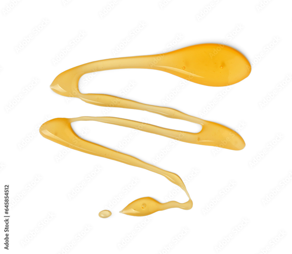 Delicious fresh honey isolated on white, top view Delicious fresh honey isolated on white, top view