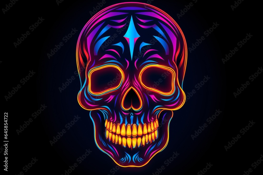 A neon skull symbol