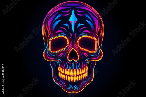 A neon skull symbol