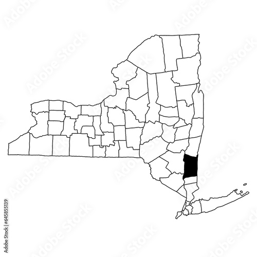 Map of Dutchess County in New York state on white background. single County map highlighted by black colour on New york map .